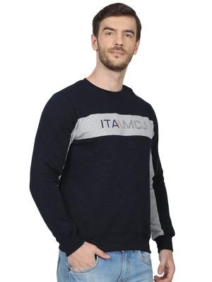 navy blue printed cut & sew sweatshirt - 17523126 - Standard Image - 2