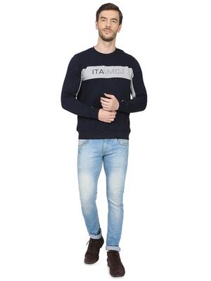 navy blue printed cut & sew sweatshirt - 17523126 - Standard Image - 4