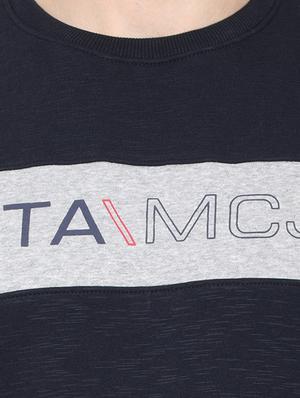 navy blue printed cut & sew sweatshirt - 17523126 - Standard Image - 5