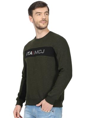 olive green printed cut & sew sweatshirt - 17523129 - Standard Image - 2