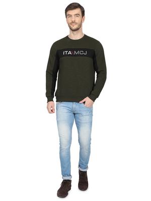 olive green printed cut & sew sweatshirt - 17523129 - Standard Image - 4