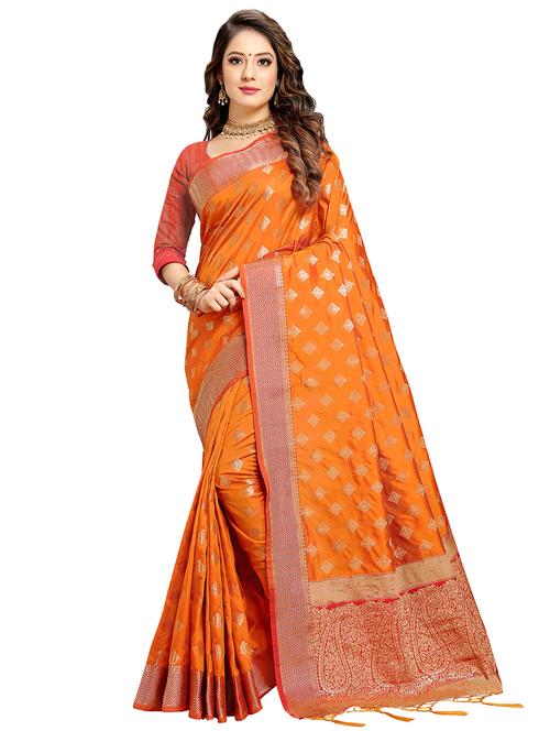 geometrical kanjivaram saree with blouse - 17523138 - Standard Image - 1