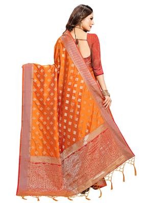 geometrical kanjivaram saree with blouse - 17523138 - Standard Image - 2