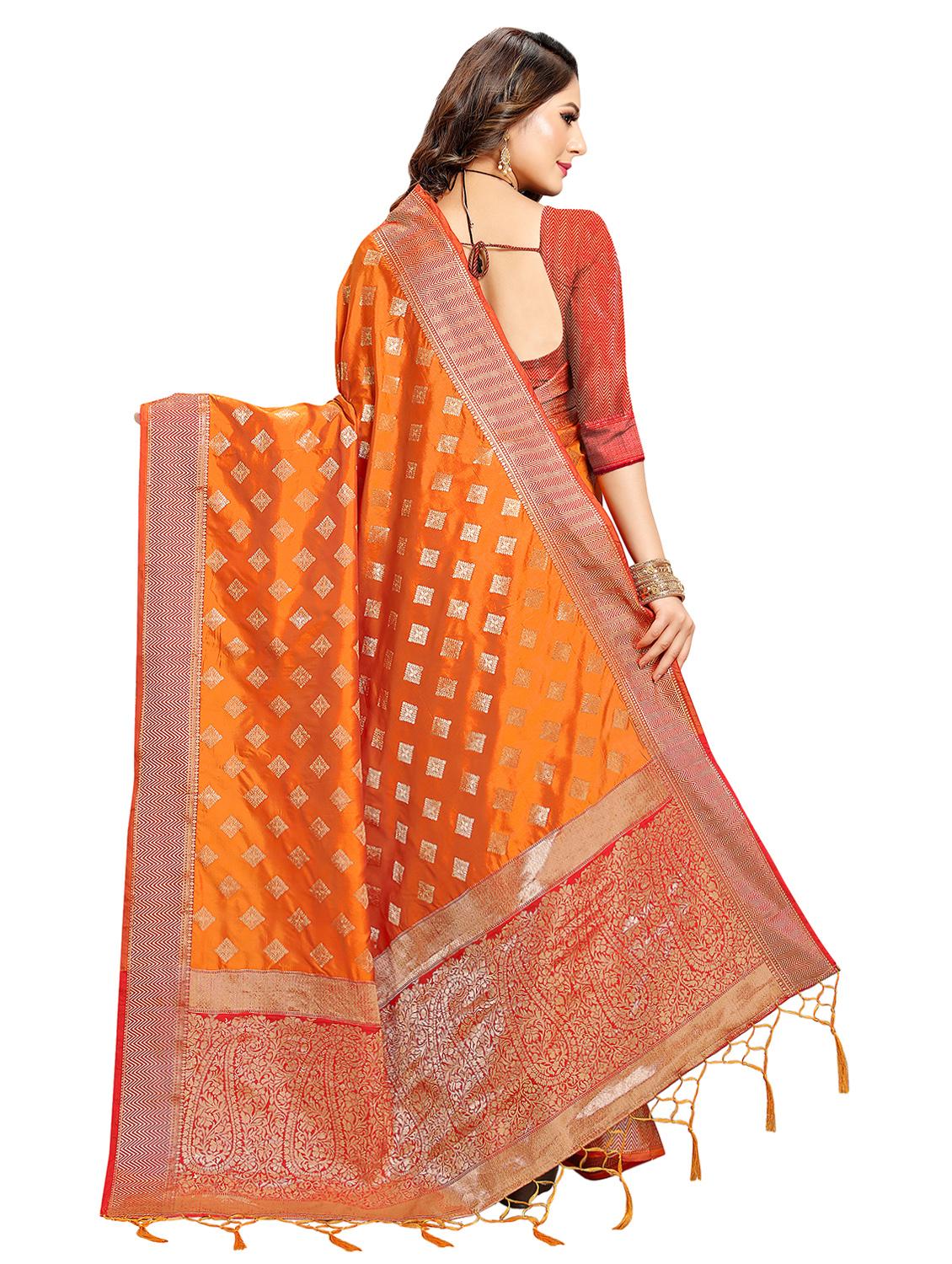 geometrical kanjivaram saree with blouse - 17523138 - Zoom Image - 2