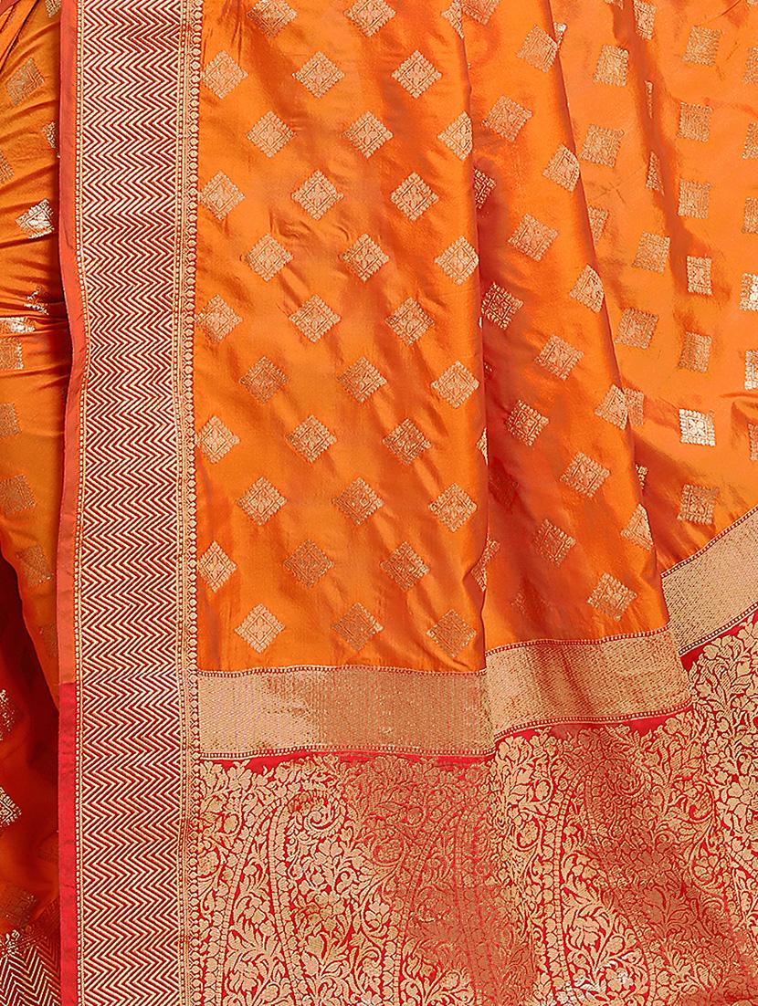 geometrical kanjivaram saree with blouse - 17523138 - Zoom Image - 4