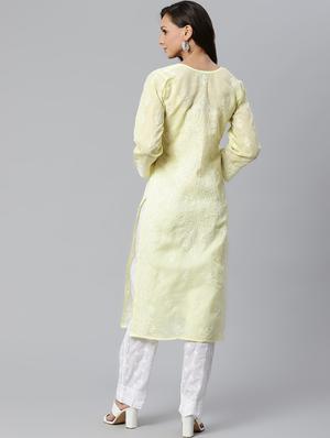 chikankari kurta pant set - 17523189 - Standard Image - 3
