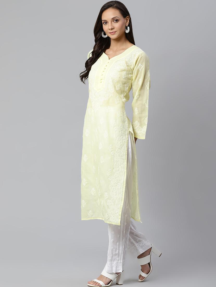 chikankari kurta pant set - 17523189 - Zoom Image - 2