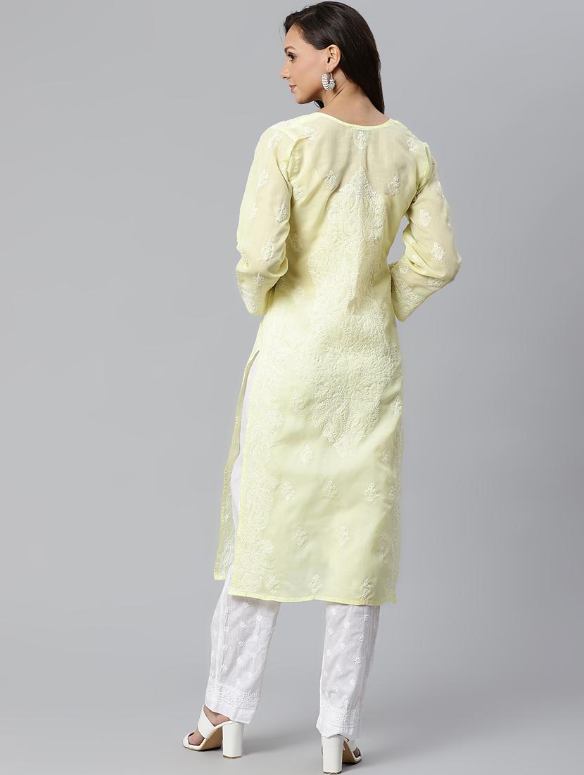 chikankari kurta pant set - 17523189 - Zoom Image - 3