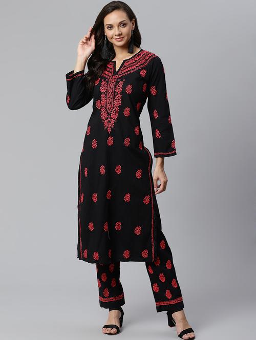 chikankari kurta pant set - 17523191 - Standard Image - 1