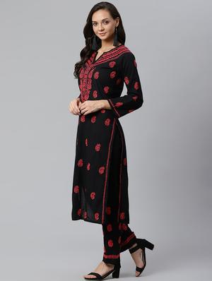 chikankari kurta pant set - 17523191 - Standard Image - 2