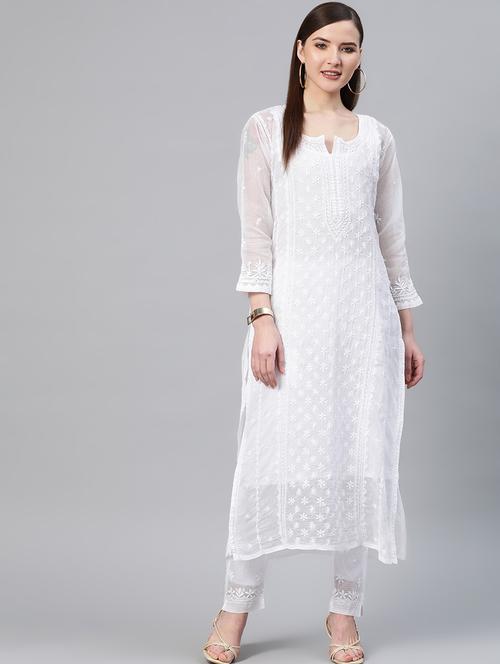chikankari kurta palazzo set - 17523194 - Standard Image - 1