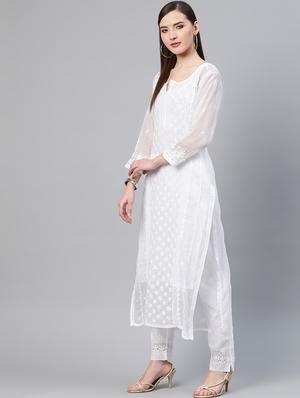 chikankari kurta palazzo set - 17523194 - Standard Image - 2