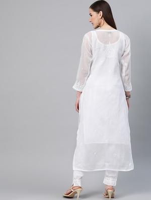 chikankari kurta palazzo set - 17523194 - Standard Image - 3