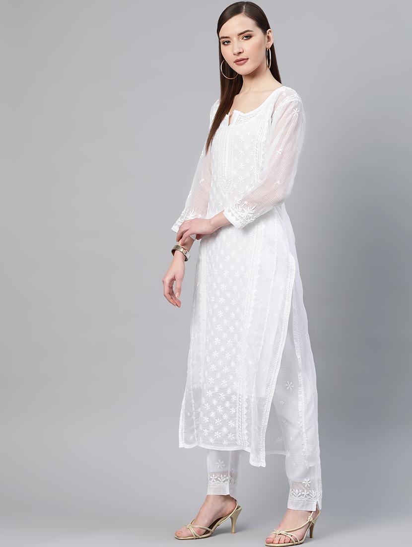 chikankari kurta palazzo set - 17523194 - Zoom Image - 2