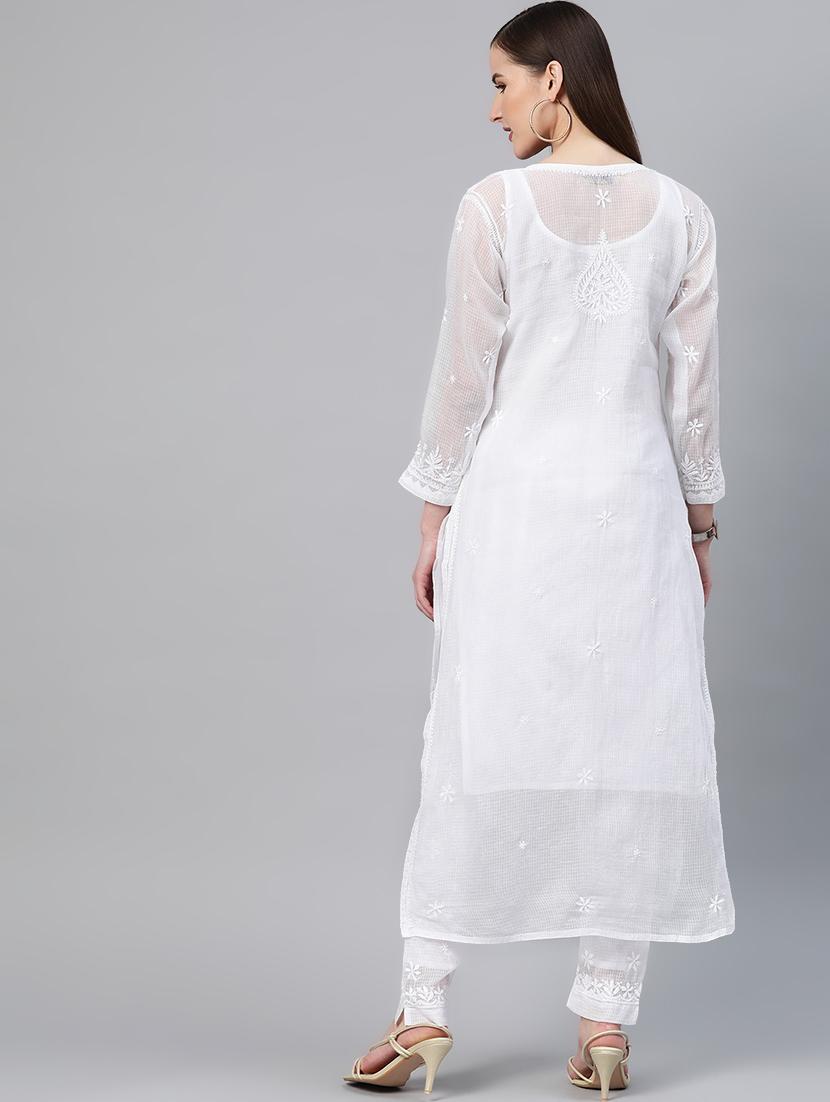 chikankari kurta palazzo set - 17523194 - Zoom Image - 3