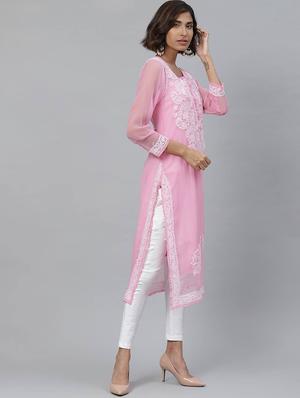chikankari kurta pant set - 17523197 - Standard Image - 2