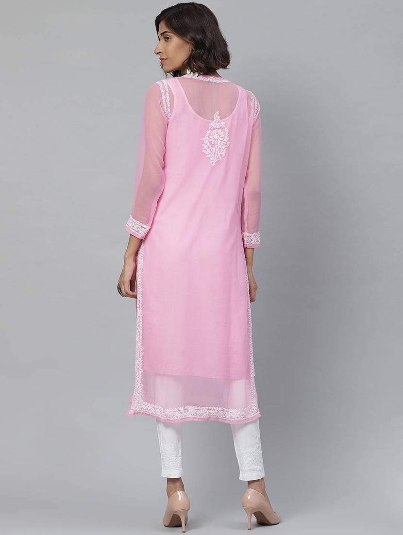 chikankari kurta pant set - 17523197 - Zoom Image - 3