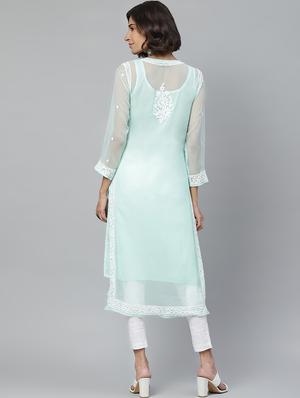 chikankari kurta pant set - 17523199 - Standard Image - 3