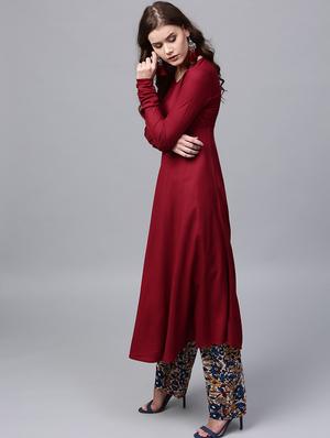 solid flared kurta - 17523292 - Standard Image - 2