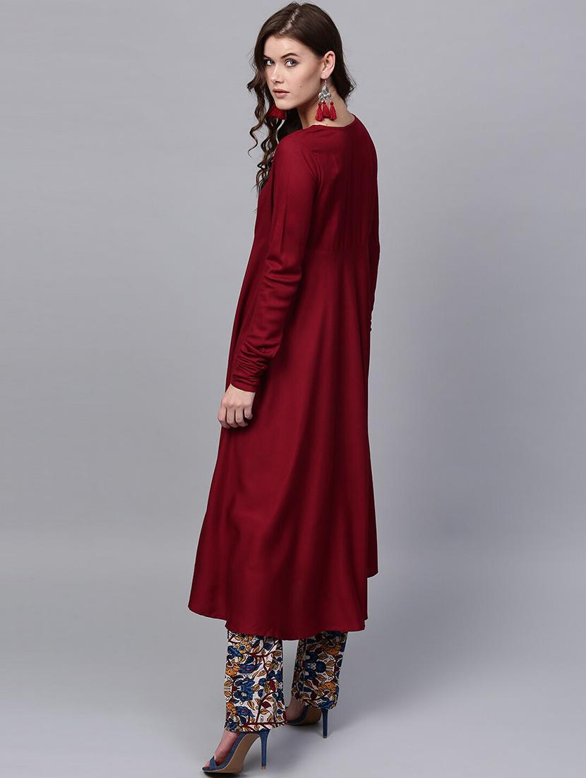solid flared kurta - 17523292 - Zoom Image - 3