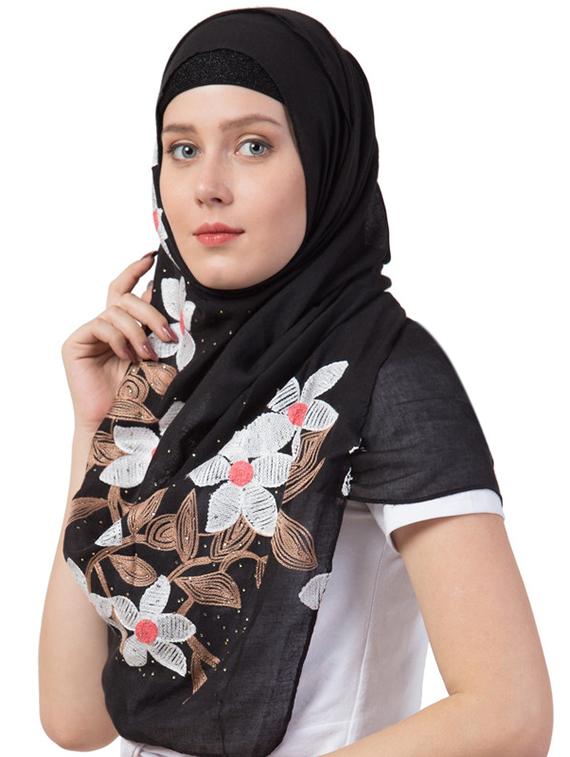 black cotton stole - 17523324 - Zoom Image - 2