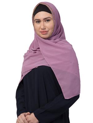 purple georgette stole - 17523345 - Standard Image - 3