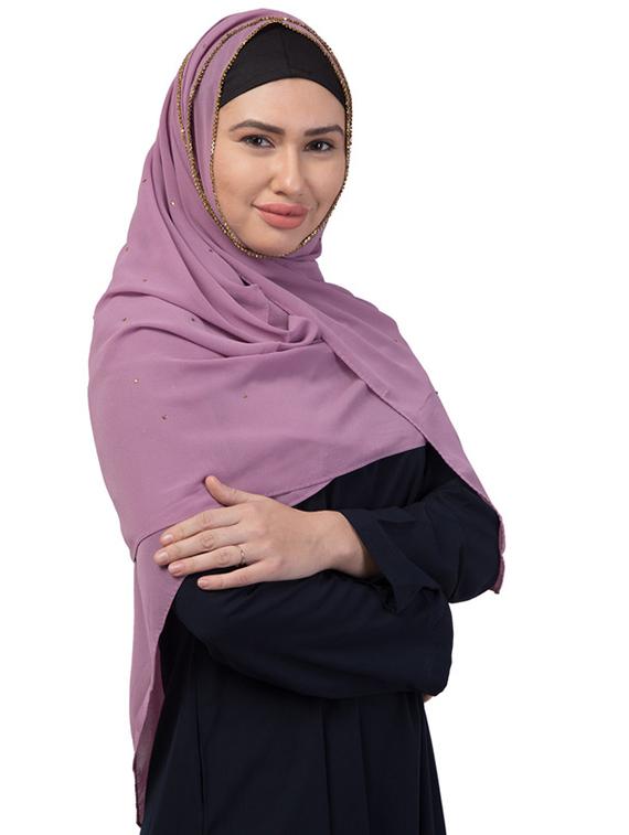 purple georgette stole - 17523345 - Zoom Image - 2