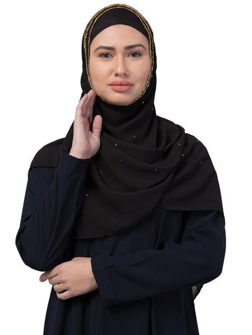 black georgette stole - 17523351 - Standard Image - 1