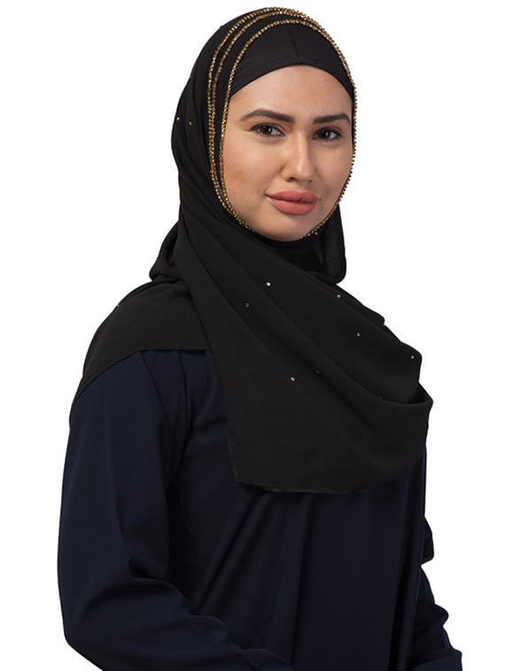 black georgette stole - 17523351 - Zoom Image - 2
