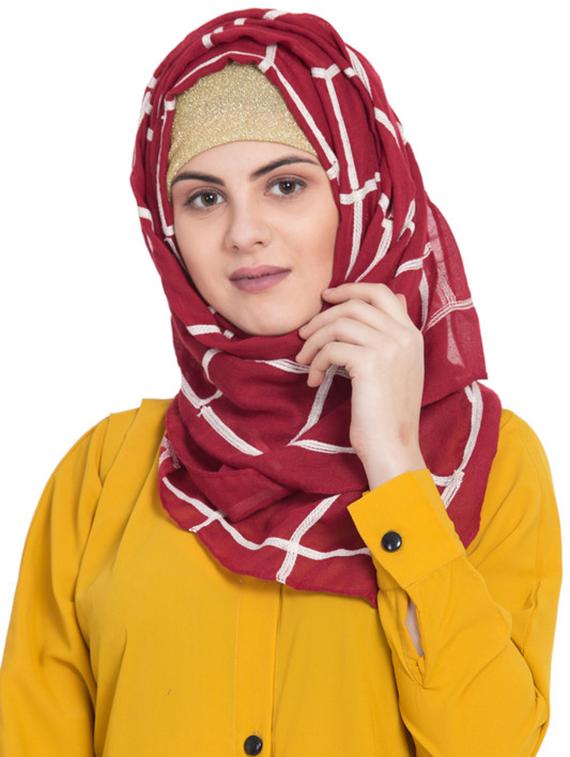 red cotton stole - 17523363 - Zoom Image - 1