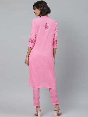 chikankari kurta pant set - 17523370 - Standard Image - 3