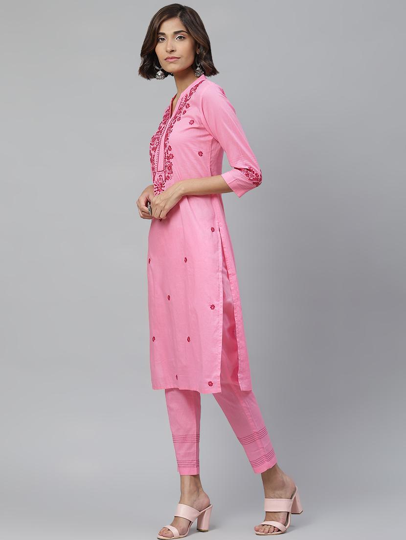 chikankari kurta pant set - 17523370 - Zoom Image - 2