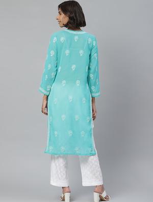 chikankari kurta pant set - 17523375 - Standard Image - 3