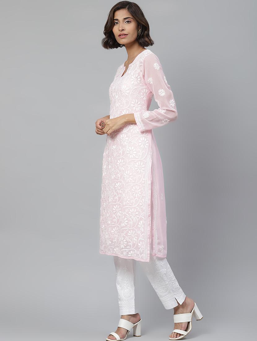 chikankari kurta pant set - 17523378 - Zoom Image - 2