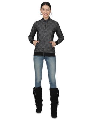 stand collar checkered jacket - 17523571 - Standard Image - 4
