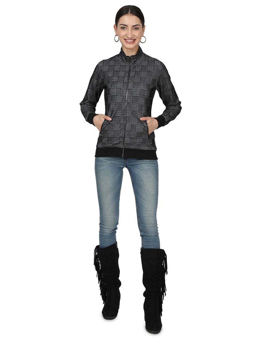 stand collar checkered jacket - 17523571 - Zoom Image - 4