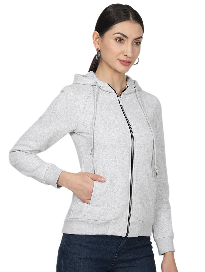 hooded neck solid sweatshirt - 17523577 - Zoom Image - 2