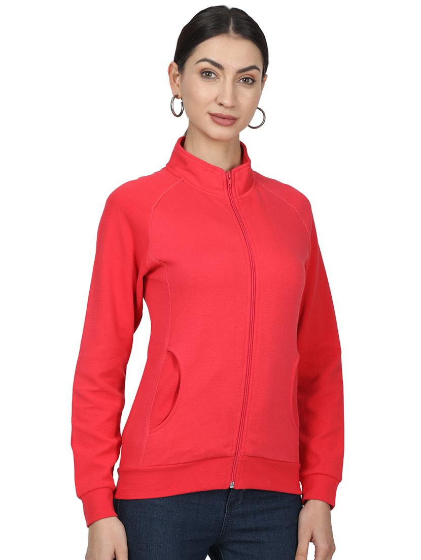 mandarin neck solid sweatshirt - 17523583 - Zoom Image - 2