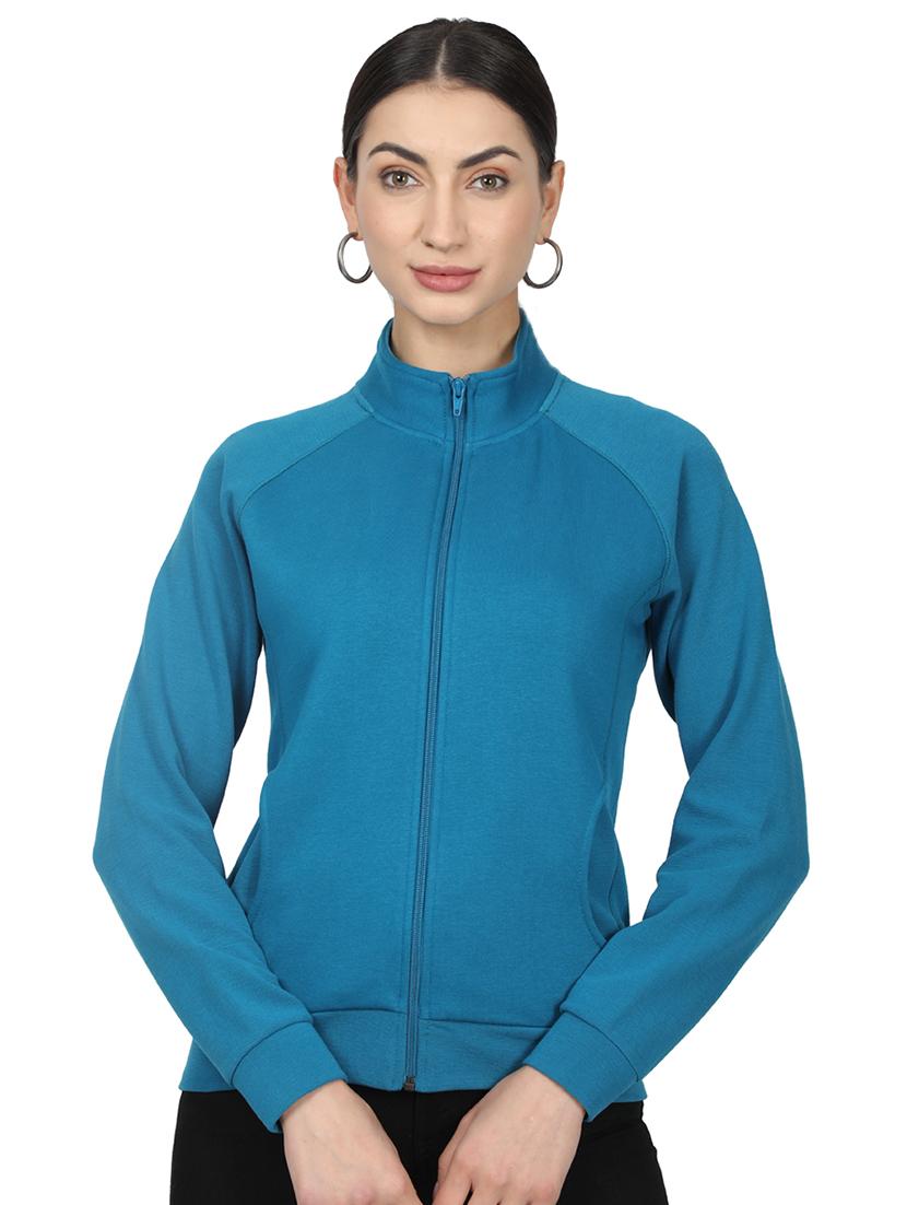 mandarin neck solid sweatshirt - 17523584 - Zoom Image - 1