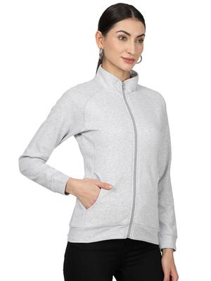 mandarin neck solid sweatshirt - 17523586 - Standard Image - 2