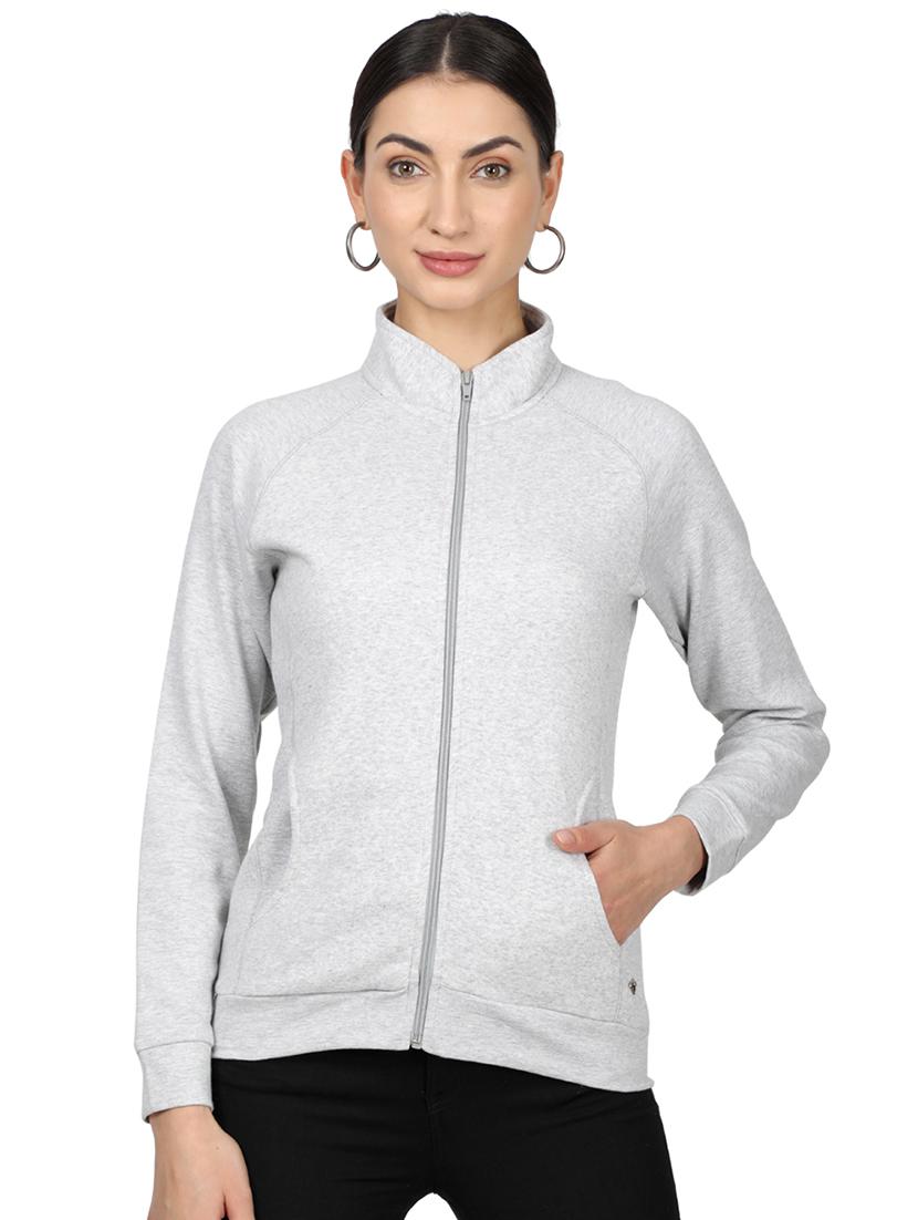 mandarin neck solid sweatshirt - 17523586 - Zoom Image - 1