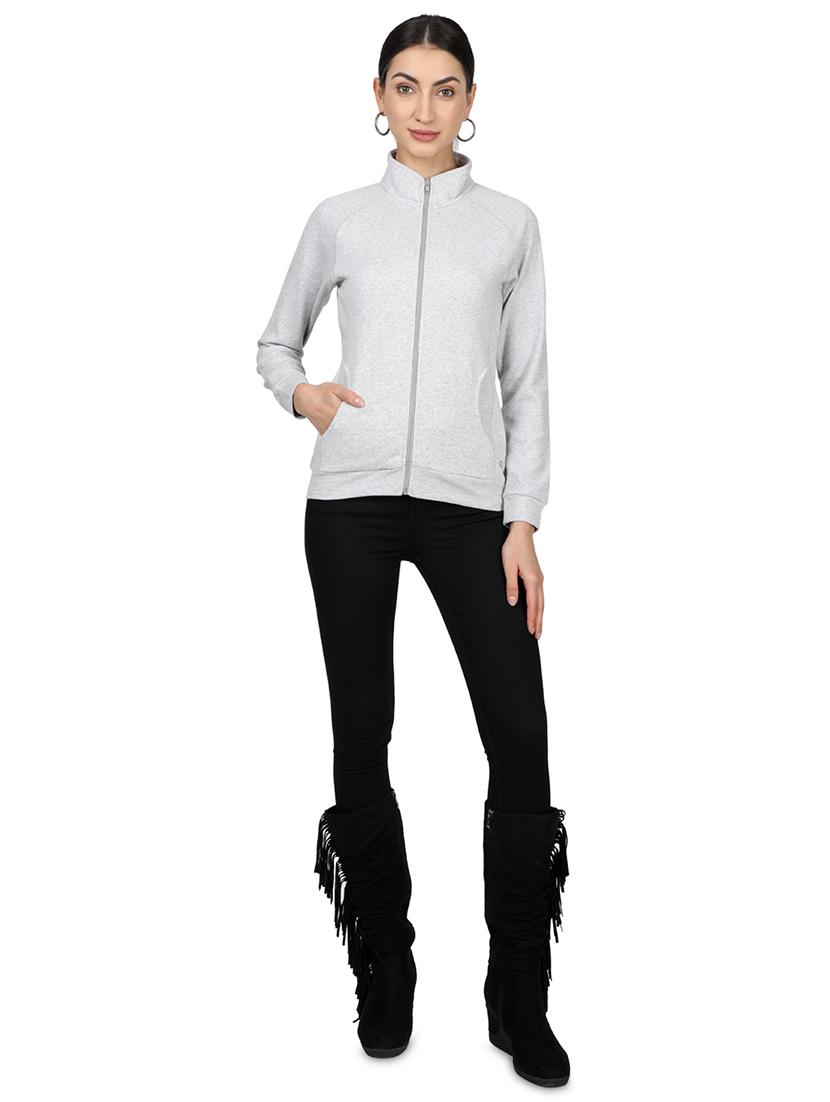 mandarin neck solid sweatshirt - 17523586 - Zoom Image - 4