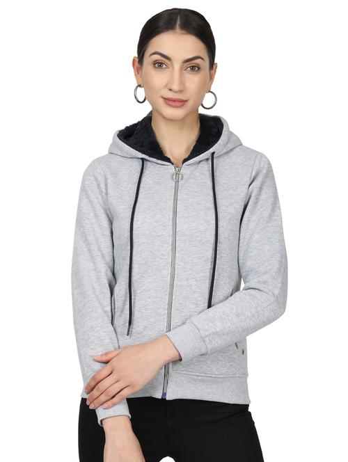 hooded neck solid sweatshirt - 17523587 - Standard Image - 1