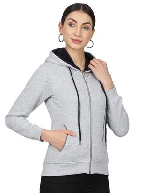 hooded neck solid sweatshirt - 17523587 - Standard Image - 2