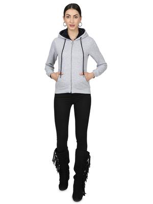 hooded neck solid sweatshirt - 17523587 - Standard Image - 4