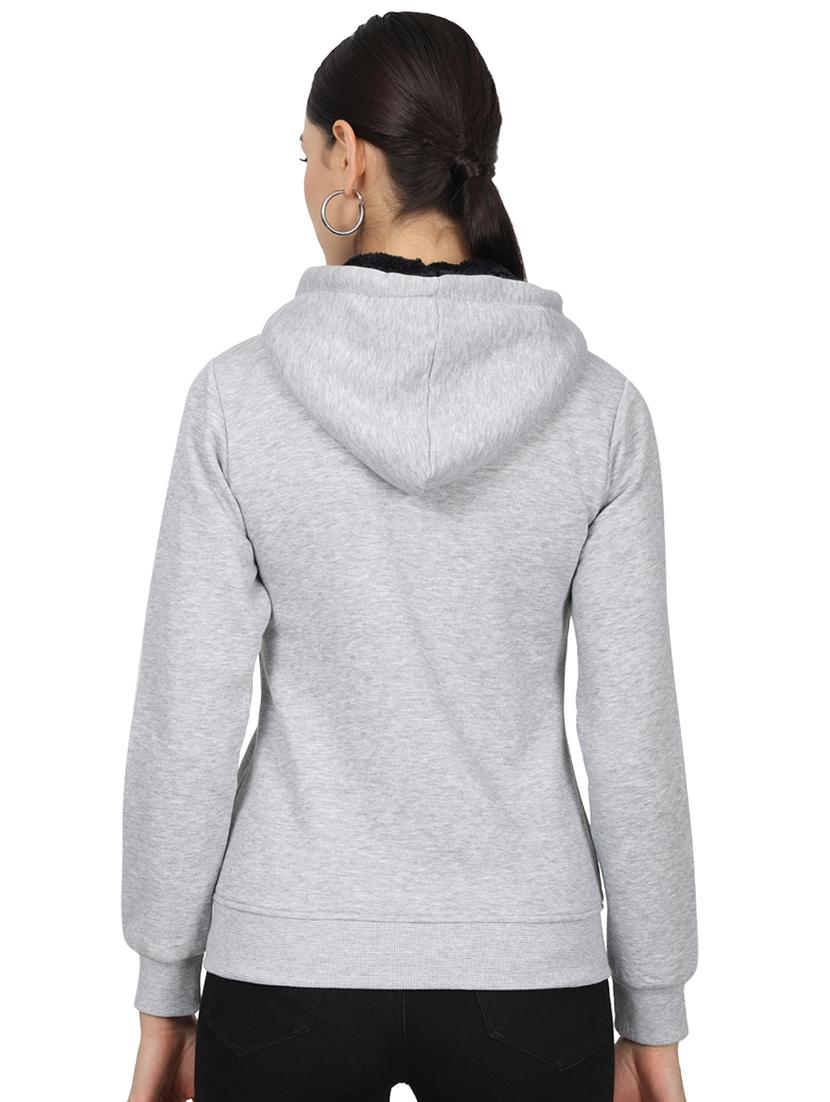 hooded neck solid sweatshirt - 17523587 - Zoom Image - 3