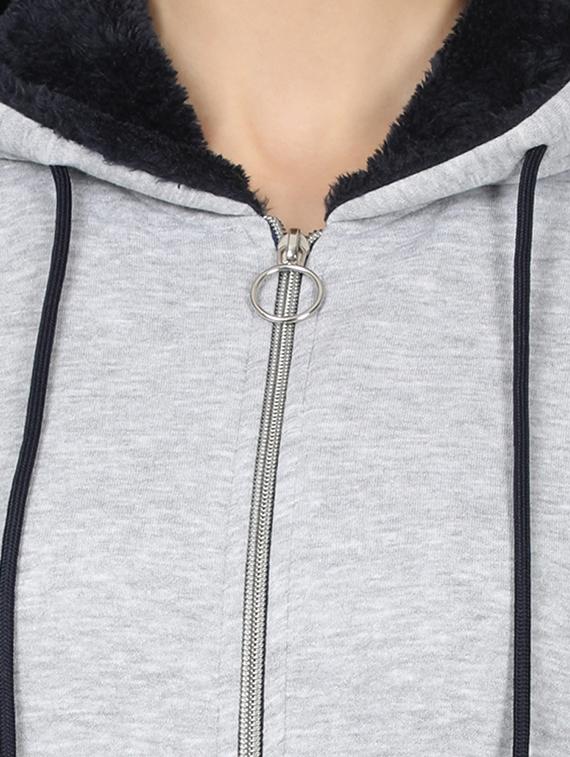 hooded neck solid sweatshirt - 17523587 - Zoom Image - 5