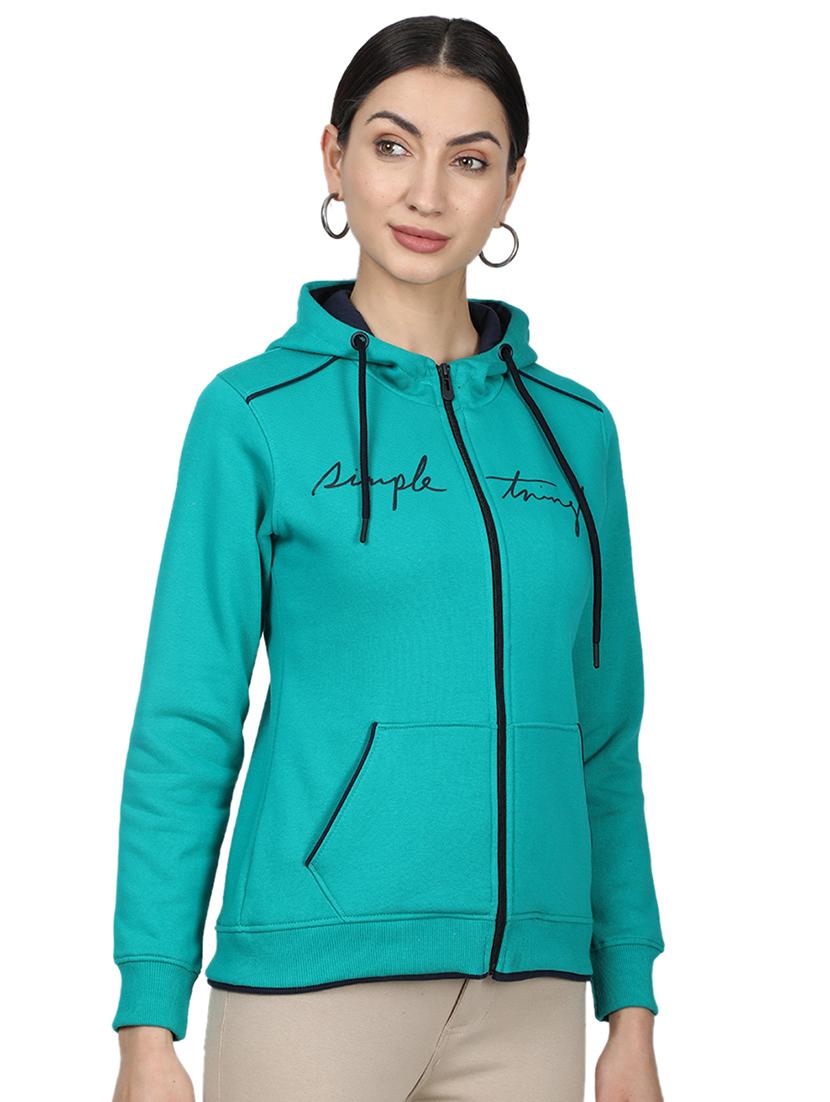hooded neck solid sweatshirt - 17523592 - Zoom Image - 2