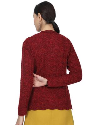 maroon self design cardigan - 17523634 - Standard Image - 3