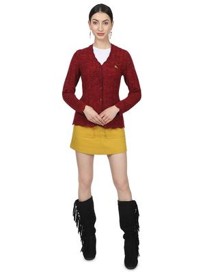 maroon self design cardigan - 17523634 - Standard Image - 4
